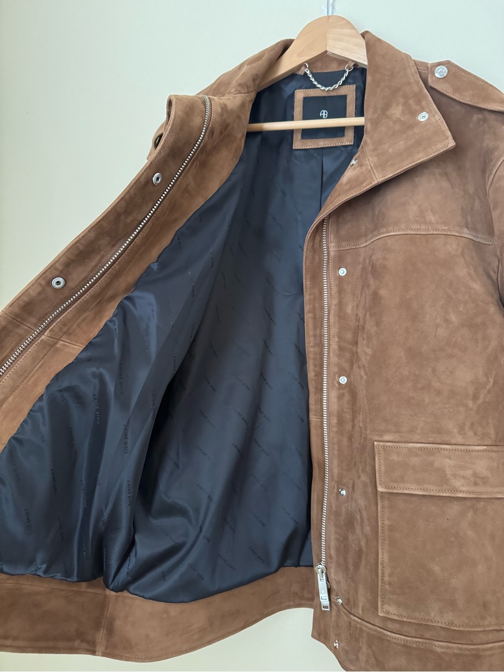 Anine Bing Roux Jacket Suede Leather Tobacco Medium - Picture 4 of 6